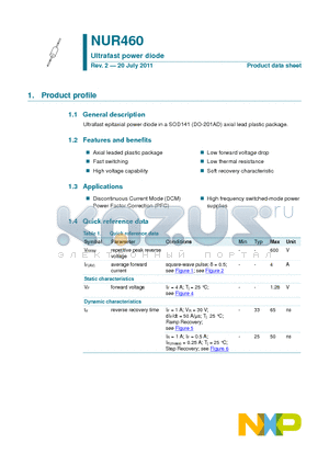 NUR460 datasheet - Ultrafast power diode