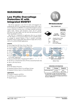 NUS3065MUTAG datasheet - Low Profile Overvoltage Protection IC with Integrated MOSFET