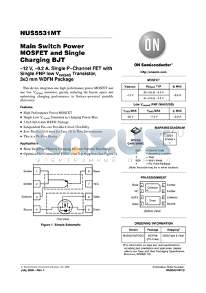 NUS5531MTR2G datasheet - Main Switch Power MOSFET and Single Charging BJT