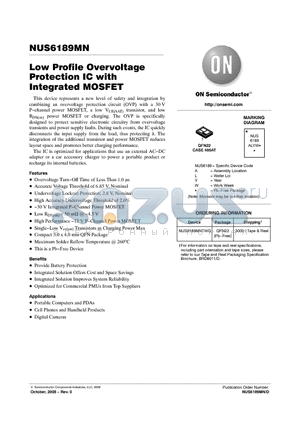 NUS6189MN datasheet - Low Profile Overvoltage Protection IC with Integrated MOSFET