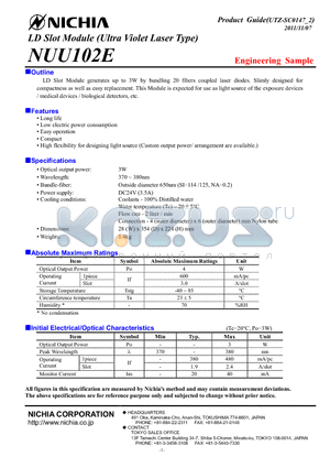 NUU102E datasheet - LD Slot Module (Ultra Violet Laser Type)