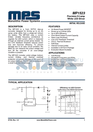 MP1523 datasheet - Precision 6-Lamp White LED Driver