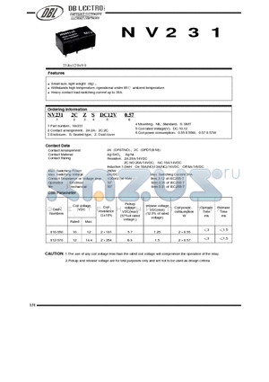 NV2312CSNILDC12V0.55 datasheet - Small size, light weight(8g)