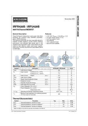 IRFU420B datasheet - 500V N-Channel MOSFET