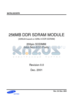 M470L3223DT0-CLB0 datasheet - 256MB DDR SDRAM MODULE