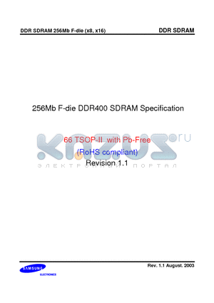 K4H560838F-UCC4 datasheet - 256Mb F-die DDR400 SDRAM Specification