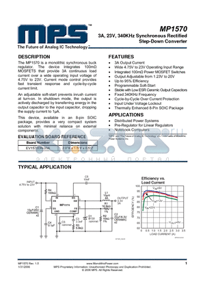 MP1570DN datasheet - 3A, 23V, 340KHz Synchronous Rectified Step-Down Converter