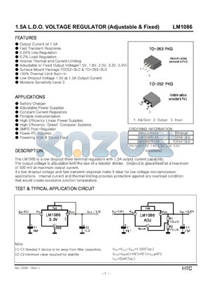 LM1086R datasheet - 1.5A L.D.O. VOLTAGE REGULATOR (Adjustable & Fixed)
