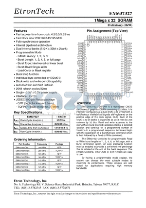 EM637327TQ-5 datasheet - 1Mega x 32 SGRAM