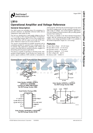 LM10BH datasheet - Operational Amplifier and Voltage Reference