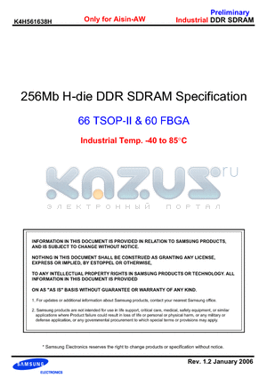 K4H561638H datasheet - 256Mb H-die DDR SDRAM Specification