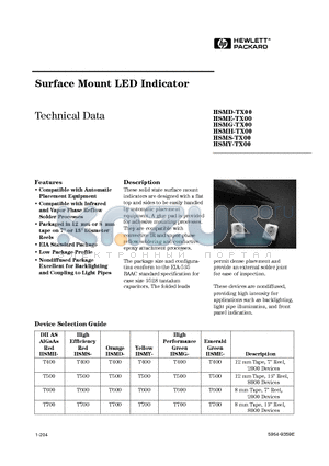 HSMS-T400 datasheet - Surface Mount LED Indicator