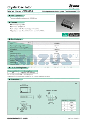 NV5032SA datasheet - Voltage-Controlled Crystal Oscillator (VCXO)