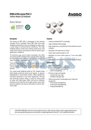 HSMU-A100-S00J1 datasheet - Surface Mount LED Indicator