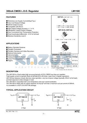 LM1108SF datasheet - 300mA CMOS L.D.O. Regulator