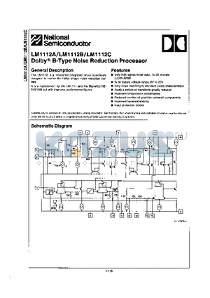LM1112A datasheet - DOLBY B-TYPE NOISE REDUCTION PROCESSOR
