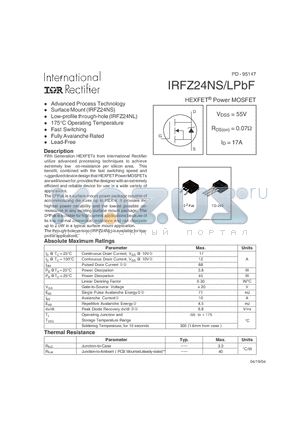IRFZ24NSPBF datasheet - HEXFET Power MOSFET