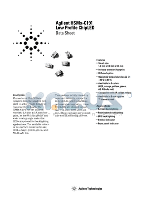 HSMY-C191 datasheet - Low Profile ChipLED