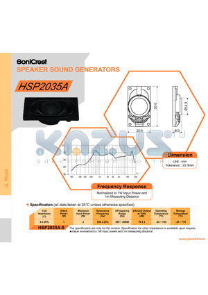 HSP2035A datasheet - SPEAKER SOUND GENERATORS