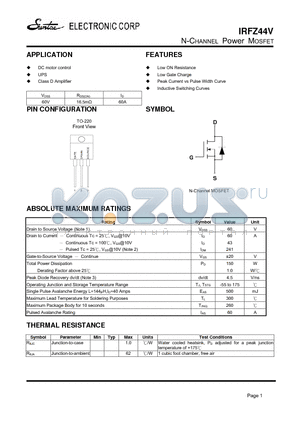IRFZ44V datasheet - N-CHANNEL Power MOSFET