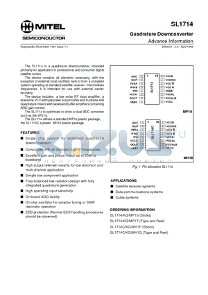 MP1T datasheet - Quadrature Downconverter