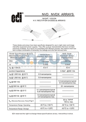 NVD datasheet - NIGHT VISION H.V. RECTIFIER DIODES & ARRAYS