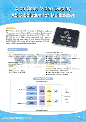 NVC1001 datasheet - 4 Ch Color Video Display ASIC Solution for Multiplexer