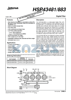 HSP43481/883 datasheet - Digital Filter