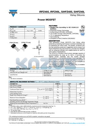 IRFZ48SPBF datasheet - Power MOSFET
