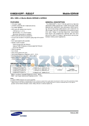 K4M28163PF-RG datasheet - 2M x 16Bit x 4 Banks Mobile SDRAM in 54FBGA