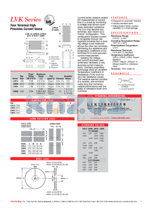 LVK25R005DER datasheet - Four Terminal High Precision Current Sense