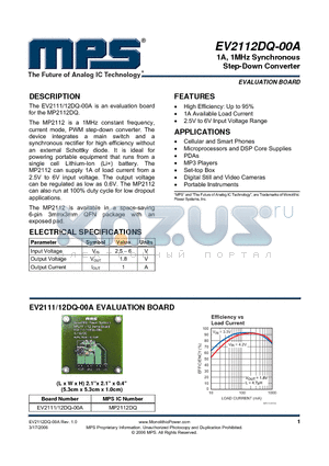 MP2112DQ datasheet - 1A, 1MHz Synchronous Step-Down Converter
