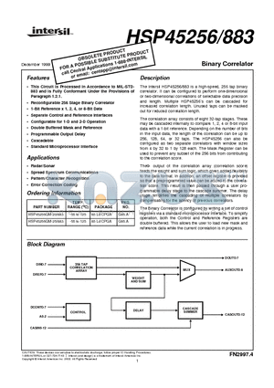 HSP45256GM-20/883 datasheet - Binary Correlator