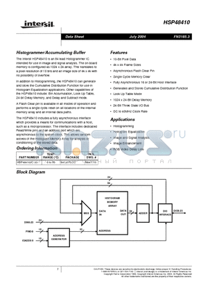 HSP48410_04 datasheet - Histogrammer/Accumulating Buffer