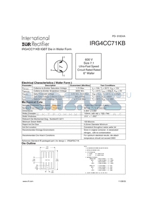 IRG4CC71KB datasheet - IRG4CC71KB IGBT Die in Wafer Form