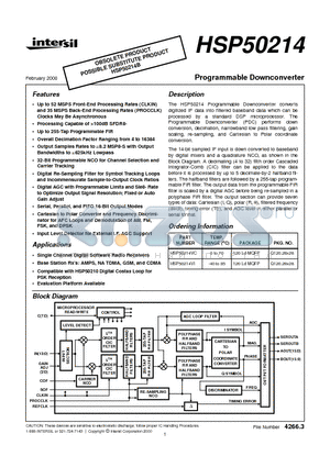 HSP50214 datasheet - Programmable Downconverter