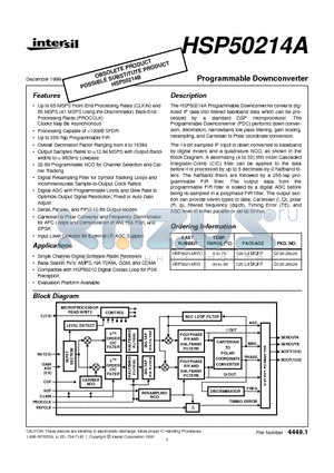 HSP50214AVI datasheet - Programmable Downconverter