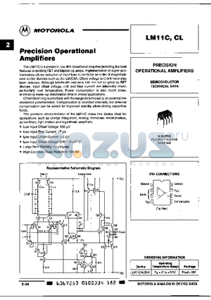 LM11CLN datasheet - Precision Operational Amplifiers