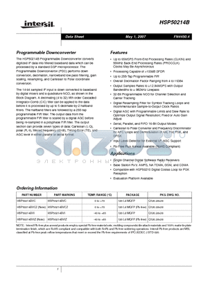 HSP50214BVIZ datasheet - Programmable Downconverter