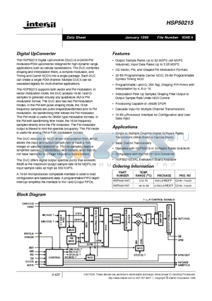 HSP50215VI datasheet - Digital UpConverter