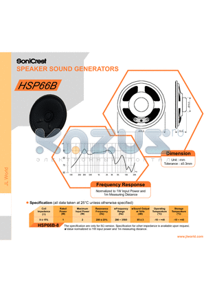 HSP66B datasheet - SPEAKER SOUND GENERATORS