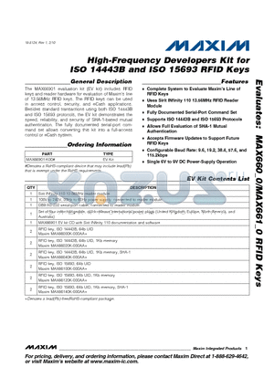 MAX660 datasheet - High-Frequency Developers Kit for