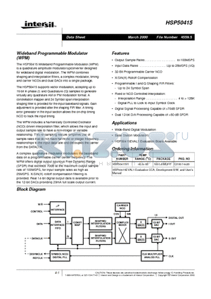 HSP50415VI datasheet - Wideband Programmable Modulator (WPM)