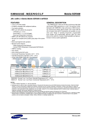 K4M563233E-G datasheet - 2M x 32Bit x 4 Banks Mobile SDRAM in 90FBGA