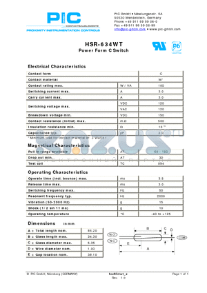 HSR-634WT datasheet - Power Form C Switch