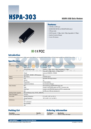 HSPA-303 datasheet - HSUPA USB Data Modem