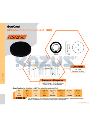 HSR23C datasheet - SPEAKER SOUND GENERATORS