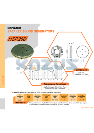 HSR28D datasheet - SPEAKER SOUND GENERATORS