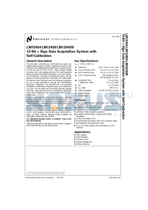 LM12454 datasheet - 12-Bit  Sign Data Acquisition System with Self-Calibration