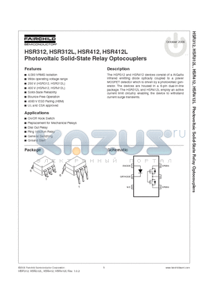 HSR312S datasheet - Photovoltaic Solid-State Relay Optocouplers